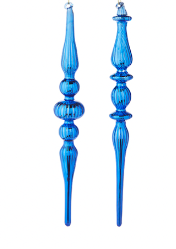 blue glass finial ornament