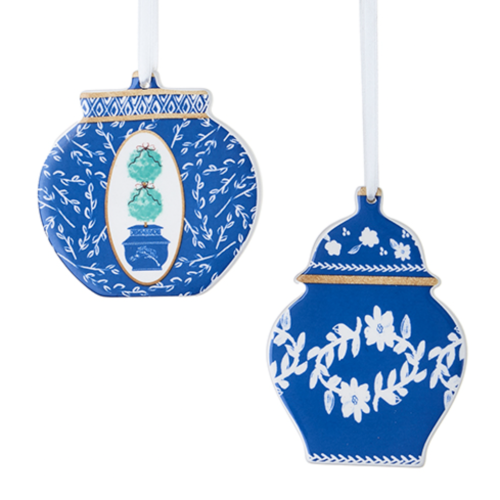 chinoiserie christmas gininger jar ornaments set of 2