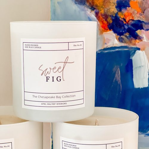signature fig scented candle in plain white glass jar