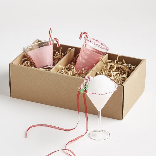 peppermint mocktail christmas ornament set