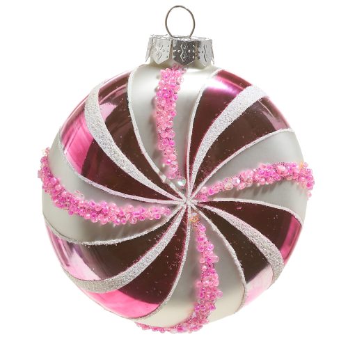 pink peppermint christmas ornament