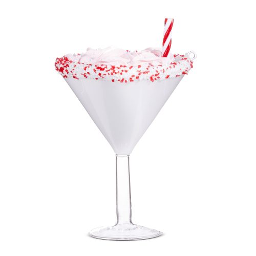pink peppermint martini ornament