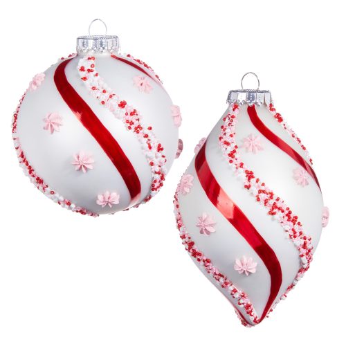 peppermint stripe glass finial christmas ornaments
