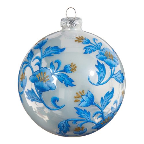 blue and white floral chinoiserie ornament