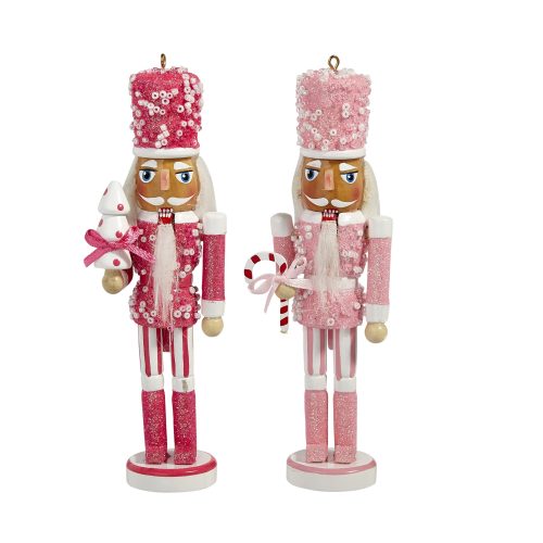 6" wood pink nutcracker ornaments
